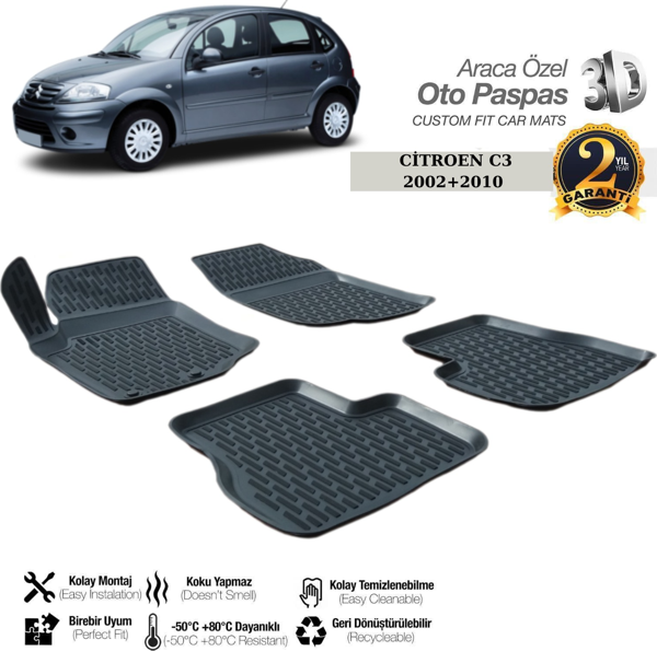 3D PASPAS SİYAH CITROEN C3 2002--2009 - Image 1