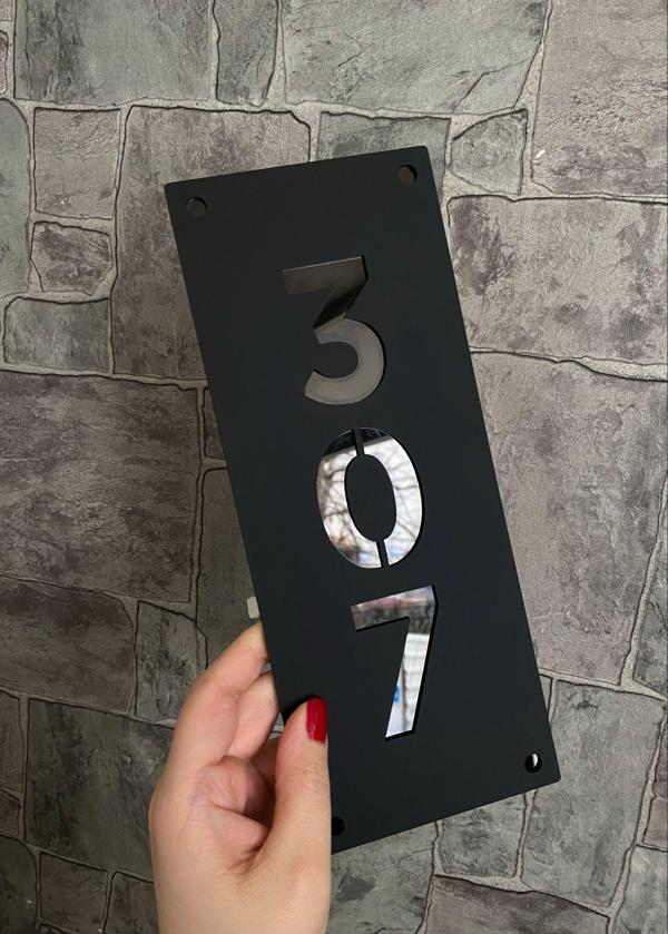 Double Siyah Mat Fine Serisi Pleksi Kapı Numarası - Image 1