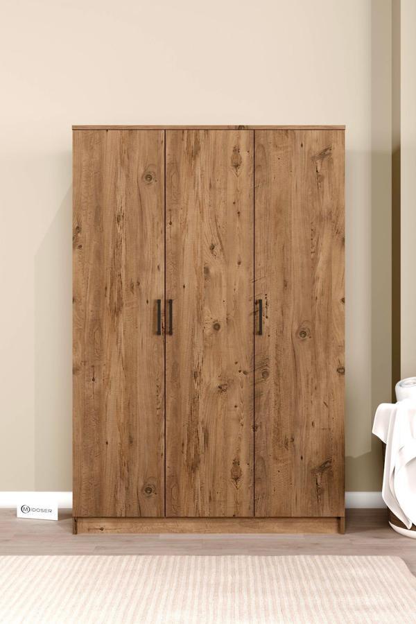 Midoser Kardelen Serisi Atlantik Çam 3 Kapaklı 5 Raflı 120 Cm Elbise Dolabı - Gardırop - Image 1