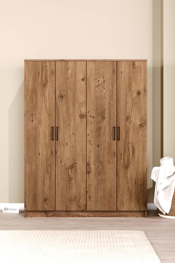 Midoser Kardelen Serisi Atlantik Çam 4 Kapaklı 5 Raflı 140 Cm Elbise Dolabı - Gardırop - Image 1