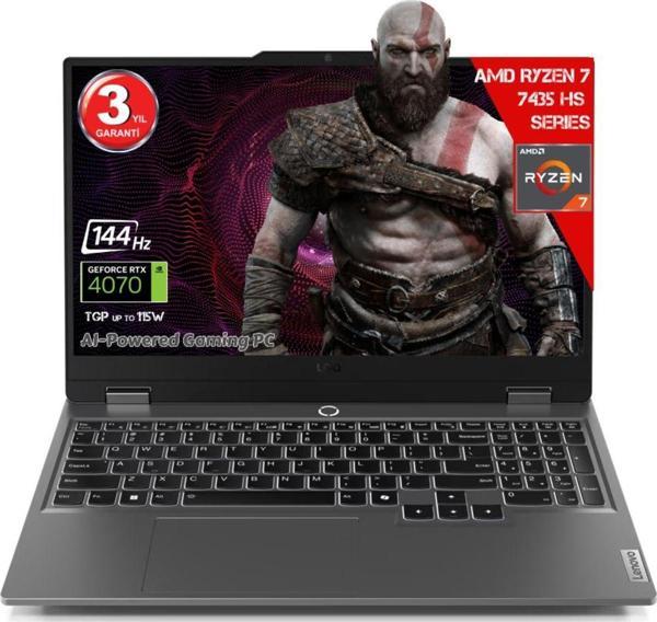 Lenovo Loq 15ARP9 Amd Ryzen 7-7435HS 32 GB Ram Ddr5 1 Tb SSD SSD RTX4070 8gddr6 15.6 IPS 144Hz Fhd Freedos 83JC00FGTR-321 Dizüstü Bilgisayar (Yapay Zeka Destekli) - Image 1