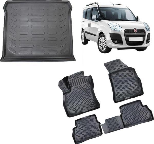 Rizline Fiat Doblo 2010-2022 3D Havuzlu Paspas Ve Bagaj Havuzu Siyah - Image 1