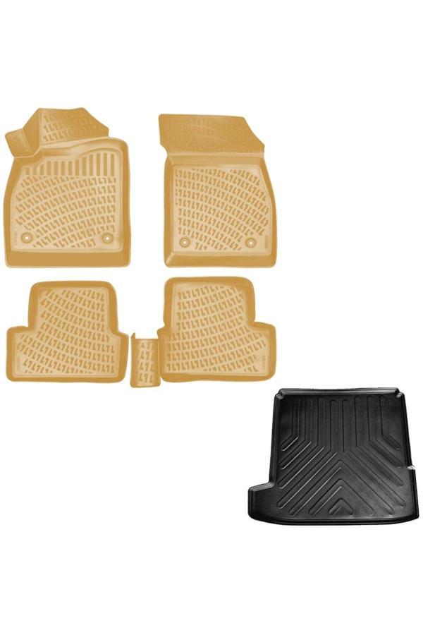 Rizline Opel Astra J 3D Havuzlu Paspas Bej Renk + 3D Bagaj Havuzu Paspası Sedan 2019 Sonrası Rizline - Image 1