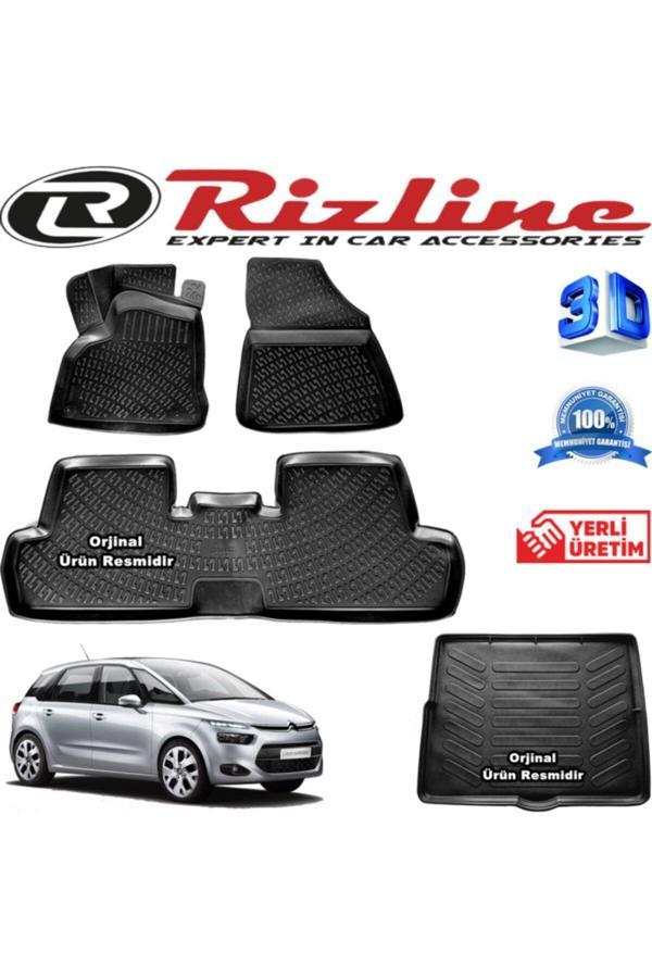 Rizline Citroen C4 Picasso 3D Paspas + 3D Bagaj Havuzu 2013-2020 Arası Siyah Set - Image 1