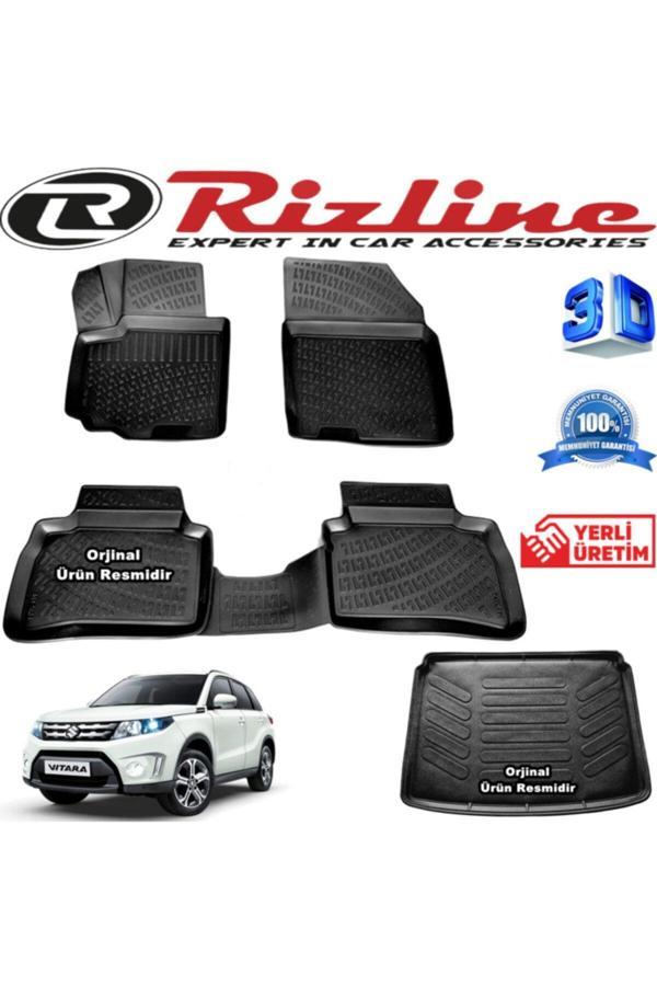 Rizline Suzuki Vitara 3D Paspas + 3D Bagaj Havuzu 2015 - 2020 Arası Siyah Set - Image 1