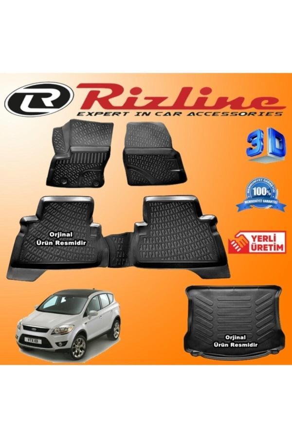 Rizline Ford Kuga 3D Paspas + 3D Bagaj Havuzu 2008-2012 Arası Siyah Set - Image 1