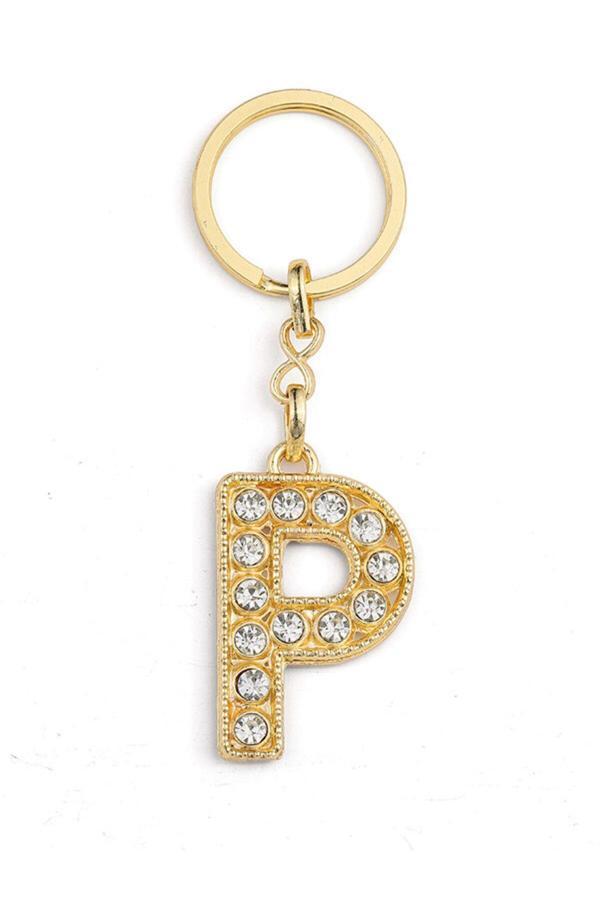 New Life Promosyon Nl Harf Taşlı Şık Anahtarlık Gold P Harfi - Image 1