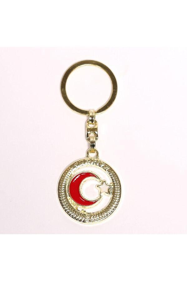 New Life Promosyon Nl Gold Rengi Ay-Yıldız Temalı Çelik Anahtarlık - Image 1