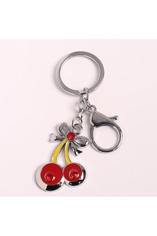 New Life Promosyon Nl Kiraz Tasarımlı Taşlı Çelik Anahtarlık - Image 1