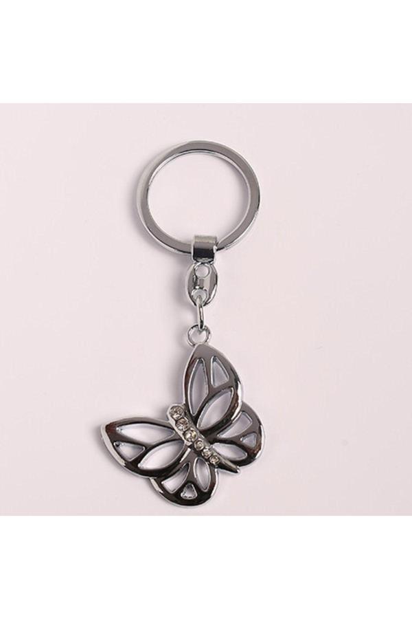 New Life Promosyon Nl Taşlı Kelebek Tasarımlı Çelik Anahtarlık - Image 1