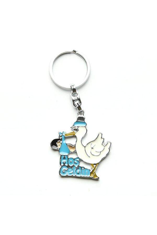 New Life Promosyon Nl Hoş Geldin Yazılı Leylek Tasarımlı Anahtarlık - Image 1