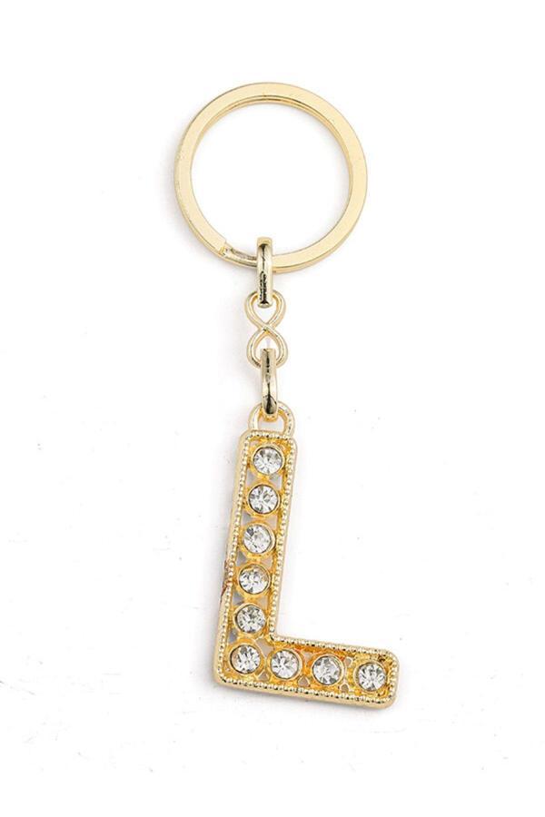 New Life Promosyon Nl Harf Taşlı Şık Anahtarlık Gold L Harfi - Image 1