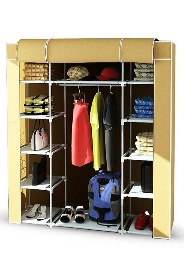 Yükselen Ticaret Güçlendirilmiş Çelik Profilli 12 Raf+60 Cm Askılık Çift Yandan Raflı Bez Dolap - Image 1