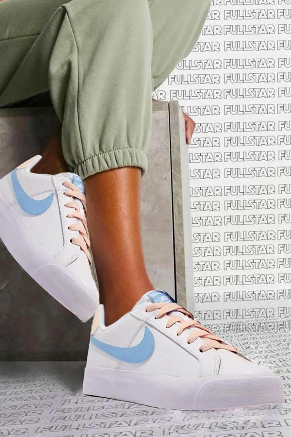 Nike Court Royale Ac Leather White Sneaker Hakiki Deri Günlük Spor Ayakkabı Beyaz Mavi - Image 1