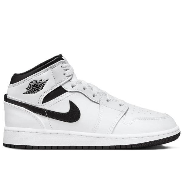 Nike Air Jordan 1 MID Leather Unisex Sneaker Hakiki Deri Bilekli Günlük Spor Ayakkabı Beyaz  - Image 1