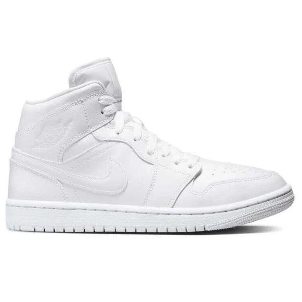 Nike Air Jordan 1 Mid Unisex Leather Sneaker Hakiki Deri Bilekli Günlük Spor Ayakkabı Beyaz - Image 1