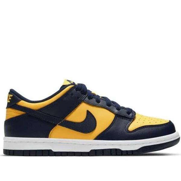 Nike Dunk Low GS Leather Unisex Sneaker Hakiki Deri Lacivert Sarı Günlük Spor Ayakkabı - Image 1