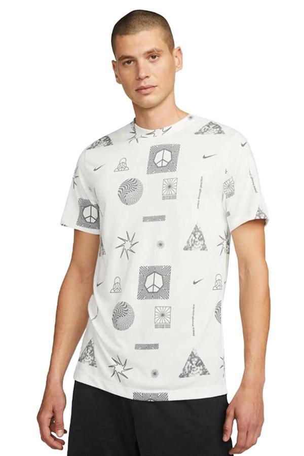 Nike Dri Fit Yoga Soft Tee White Baskılı ince Yumuşak Erkek Tişört Beyaz - Image 1