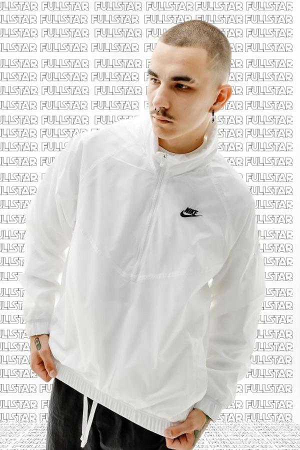 Nike Windrunner Loose Fit Men Jacket Yarım Fermuarlı Bol Kesim Erkek Astarsız Ceket Beyaz - Image 1