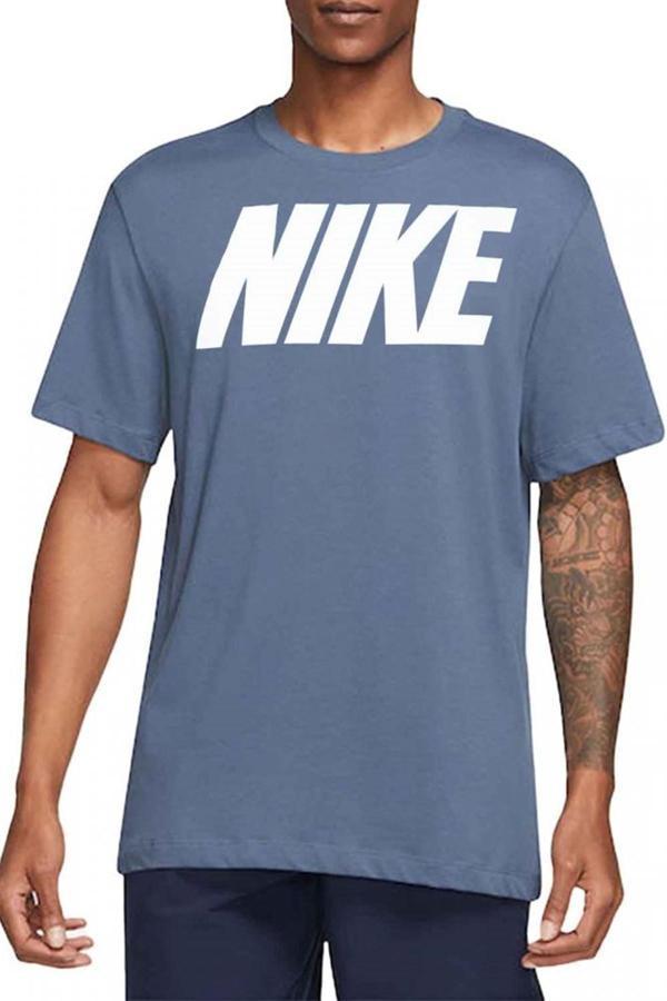 Nike Sportswear Swoosh Logo Tee T Shirt Unisex Baskılı Tişört Mavi - Image 1