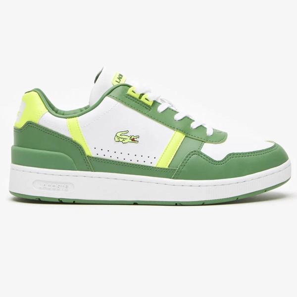 Lacoste T-Clip Hakiki Deri Erkek Sneaker Günlük Spor Ayakkabı Yeşil-Beyaz - Image 1