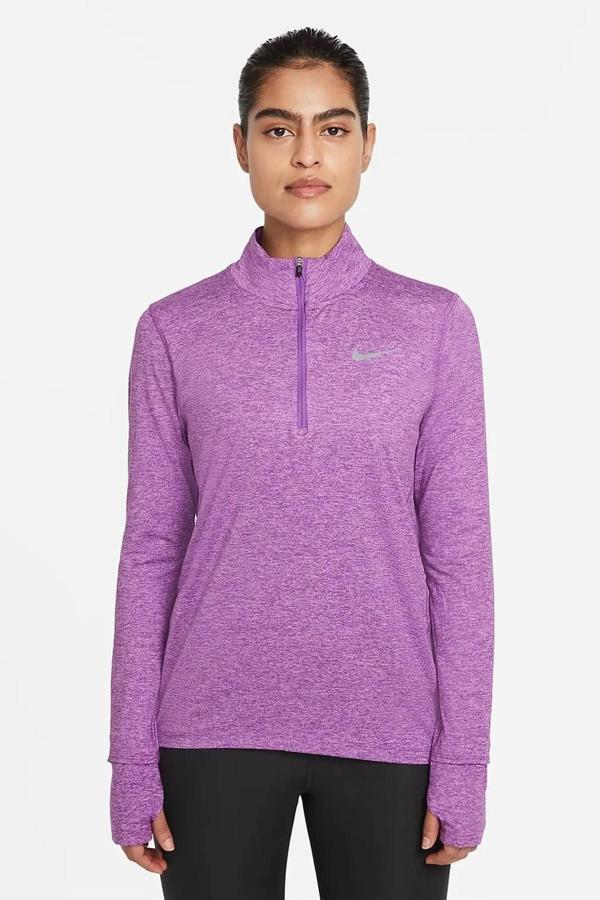 Nike Element 1/2 Zip Running Yarım Fermuarlı Yan Cepli Kadın Koşu Üstü Mor - Image 1