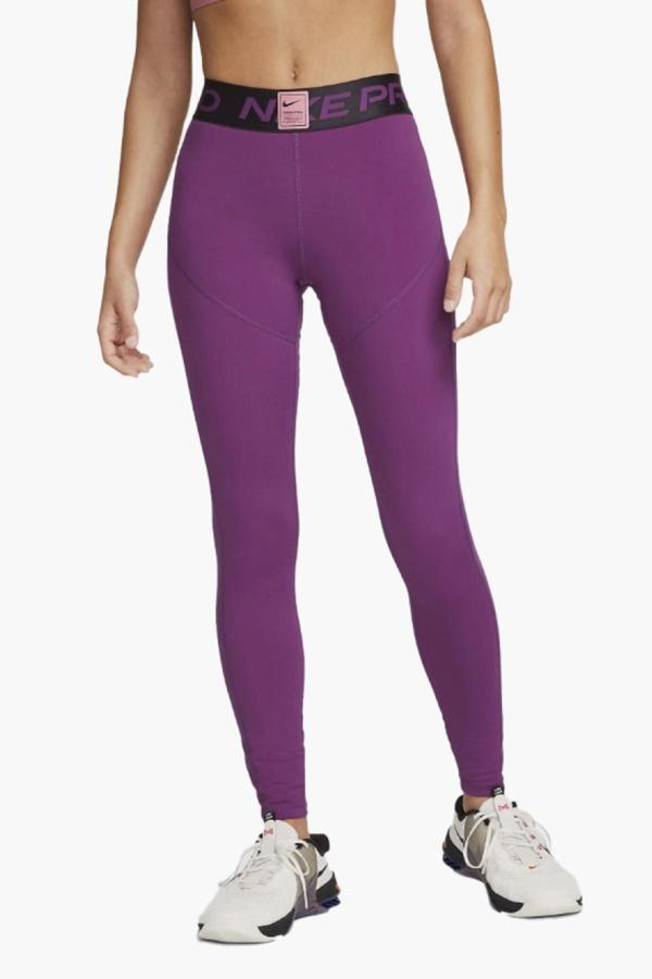 Nike Training Pro Dri Fit Grappic Mid Rise Leggings Purple Toparlaycı Kadın Antrenman Taytı Mor - Image 1