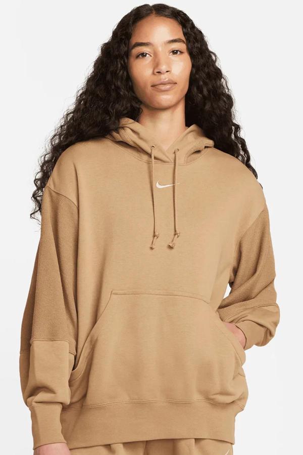 Nike Sportswear Everyday Modern Fleece Oversize Hoodie Kadın Geniş Kalıp Kapüşonlu Sweatshirt Koyu Bej - Image 1