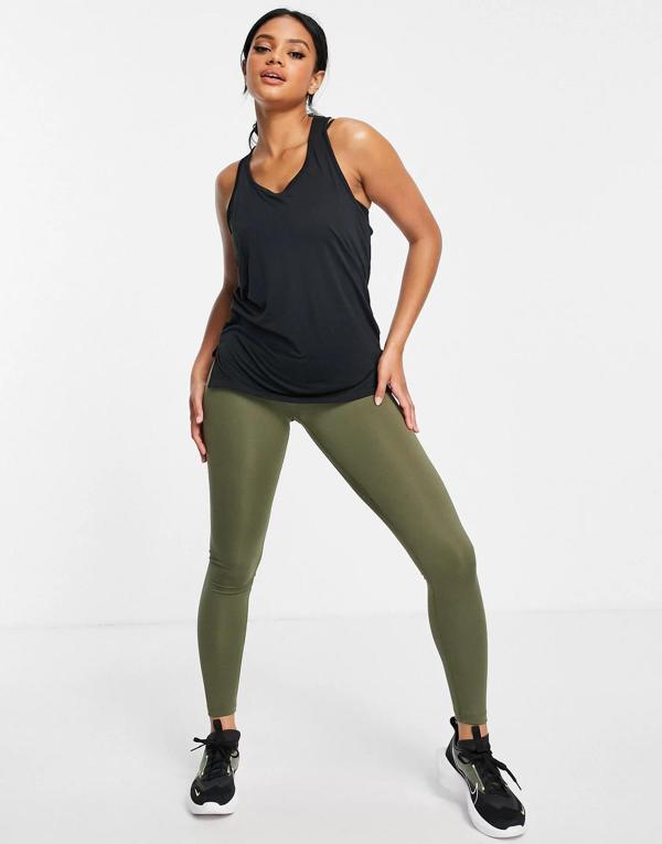 Nike One Performance Training Dri-Fit Leggings Toparlayıcı İç Cepli Haki Yeşil Tayt - Image 1
