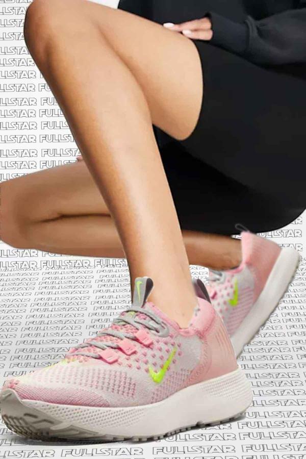 Nike React Run Flyknit Walk Runnig Shoes Yürüyüş Koşu Ayakkabısı Pembe Pudra - Image 1