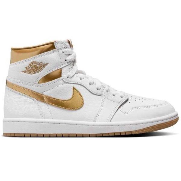 Nike Air Jordan 1 MİD Retro Unisex Sneaker Hakiki Deri Bilekli Spor Ayakkabı Beyaz-Gold - Image 1