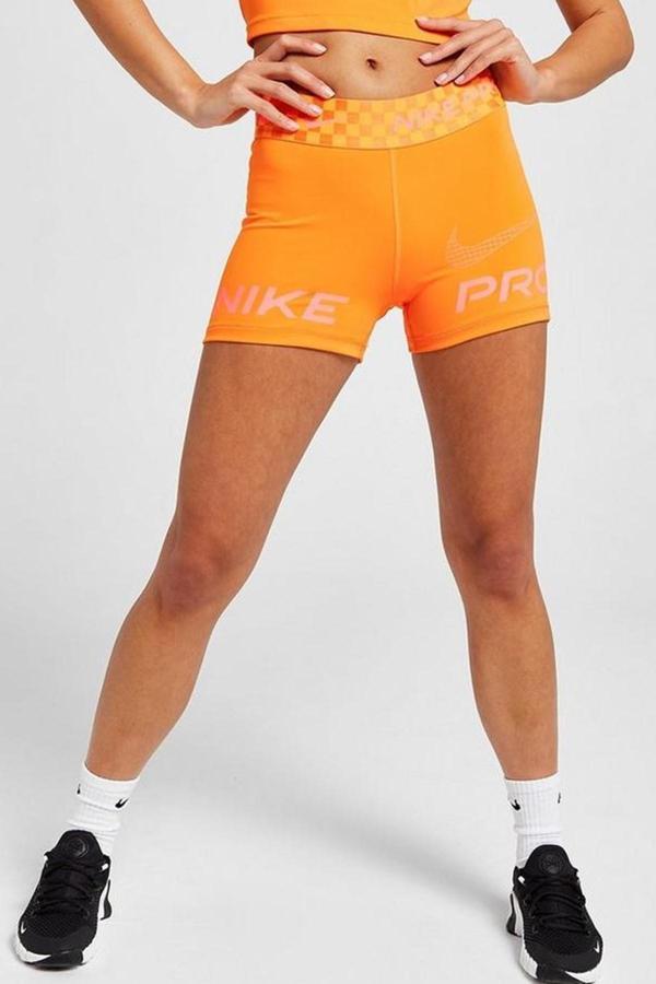 Nike Dri Fit Training Pro Graphic 3" Womens Shorts Kadın Tayt Şort Turuncu - Image 1