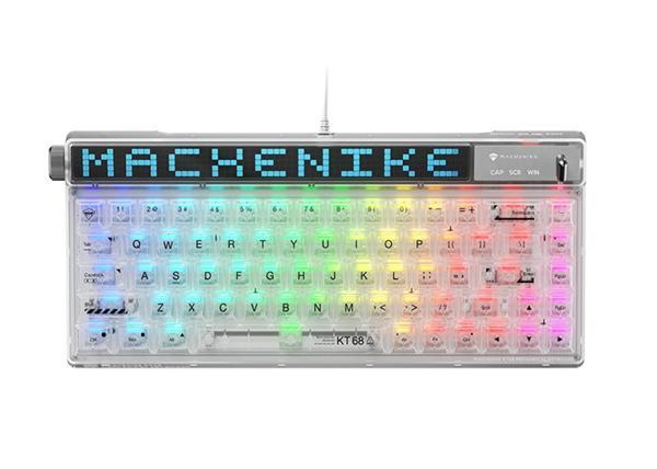 Machenike KT68 Kablolu Crystal Tactile Switch LCD RGB Beyaz İngilizce Gaming Klavye - Image 1