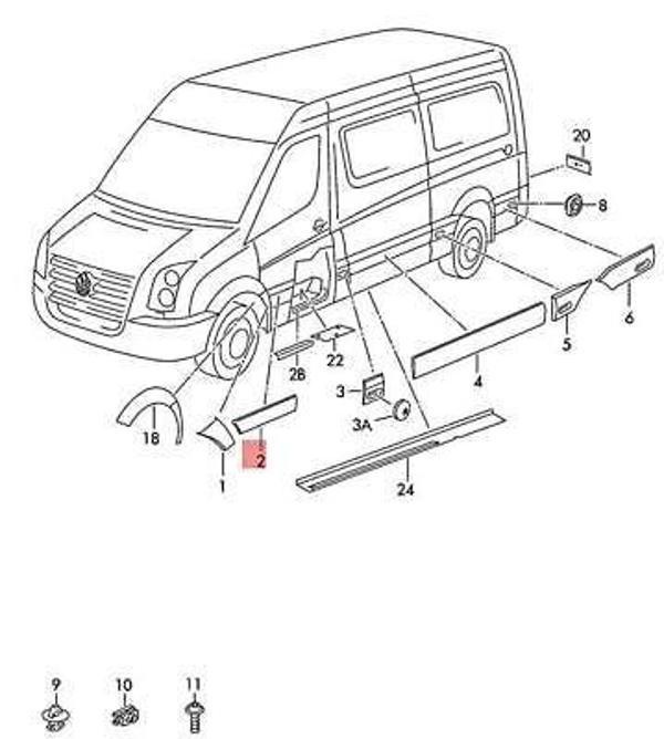 Kapı Bandı Ön Sol Vw Crafter Bm 06-16 (Oem No: 2E1853535Da) - Image 1