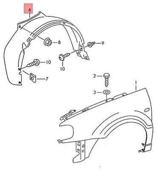 Çamurluk Davlumbazı Ön Sol Vw Polo Bm 94-99 (Oem No: 6N0809961) - Image 1