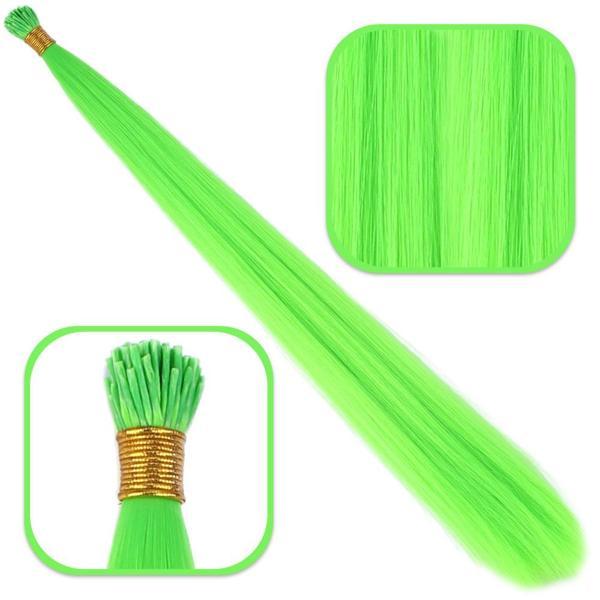 Fiber Sentetik Boncuk Kaynaklık Renkli Saç - Neon Yeşil - 100 Adet - Image 1