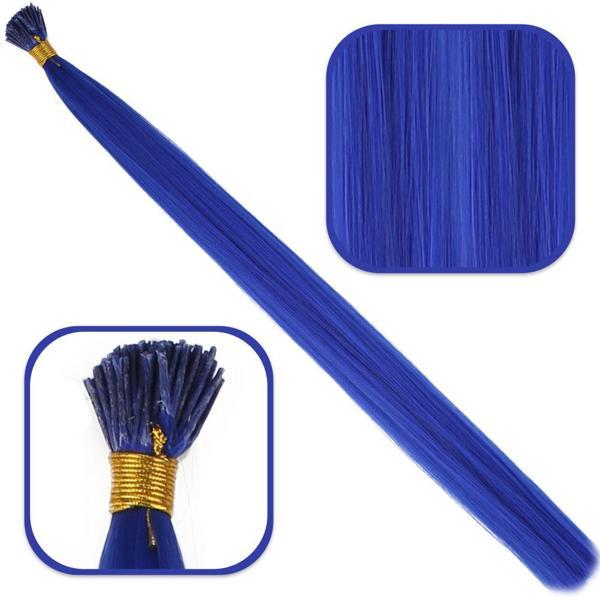 Fiber Sentetik Boncuk Kaynaklık Renkli Saç - Koyu Mavi - 100 Adet - Image 1