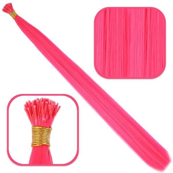 Fiber Sentetik Boncuk Kaynaklık Renkli Saç - Koyu Pembe - 100 Adet - Image 1