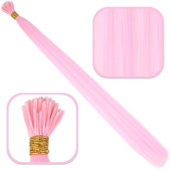 Fiber Sentetik Boncuk Kaynaklık Renkli Saç - Şeker Pembe - 100 Adet - Image 1
