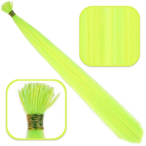 Fiber Sentetik Boncuk Kaynaklık Renkli Saç - Neon Sarı - 100 Adet - Image 1
