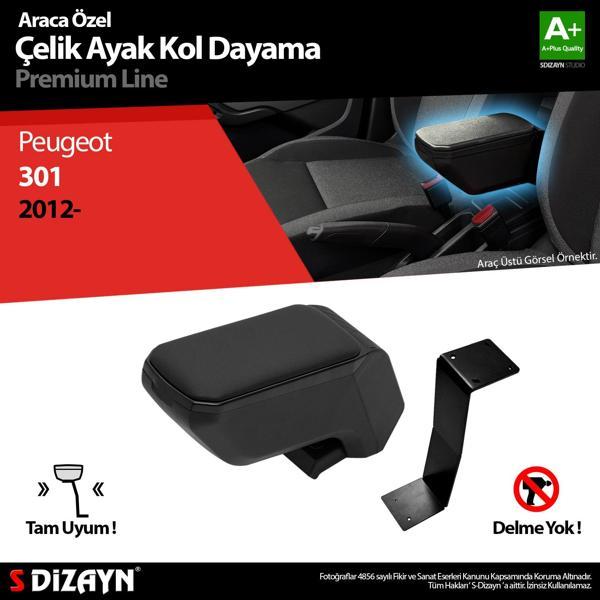 S-Dizayn Peugeot 301 Kol Dayama Kolçak Çelik Ayaklı ABS Siyah 2012-2017 A+Kalite - Image 1