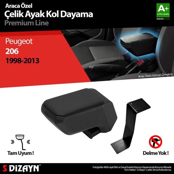 S-Dizayn Peugeot 206 Kol Dayama Kolçak Çelik Ayaklı ABS Siyah 1998-2012 A+Kalite - Image 1