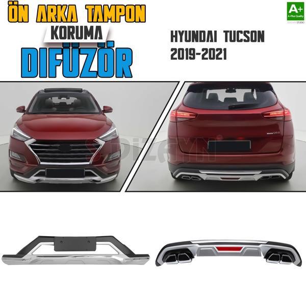 S-Dizayn Hyundai Tucson Ön ve Arka Tampon Koruma Difüzör Seti 2019-2021 A+ Kalite - Image 1