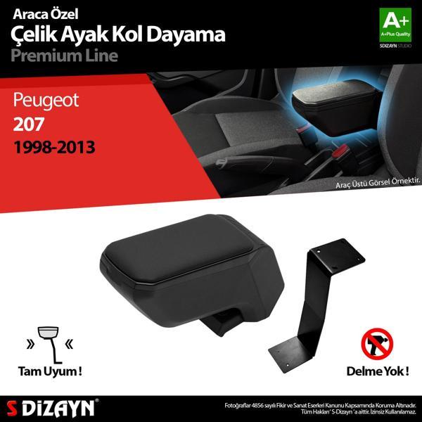 S-Dizayn Peugeot 207 Kol Dayama Kolçak Çelik Ayaklı ABS Siyah 2006-2014 A+Kalite - Image 1
