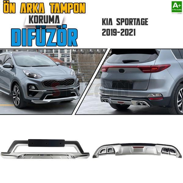 S-Dizayn Kia Sportage Ön ve Arka Tampon Koruma Difüzör Seti 2019-2021 A+ Kalite - Image 1