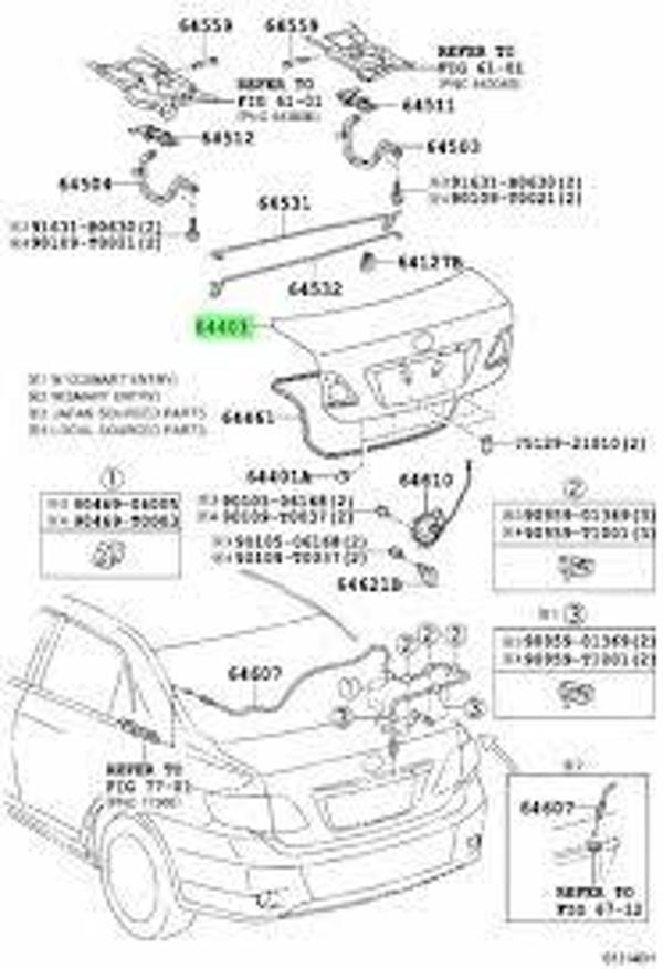 Kaput Bagaj Corolla 07-09 None (Oem No: 6440102380N) - Image 1