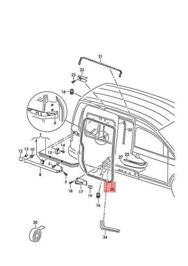 Sürgülü Kapı Fitili Caddy None (Oem No: Vw-2K5843792E) - Image 1