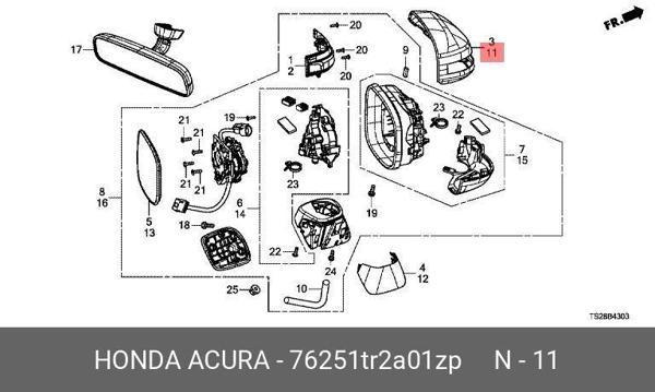 Ayna Kapağı Dış Cıvıc 12-16 Fb7 Sedan Sol (Oem No: 76251-Tr2-A01Zp) - Image 1