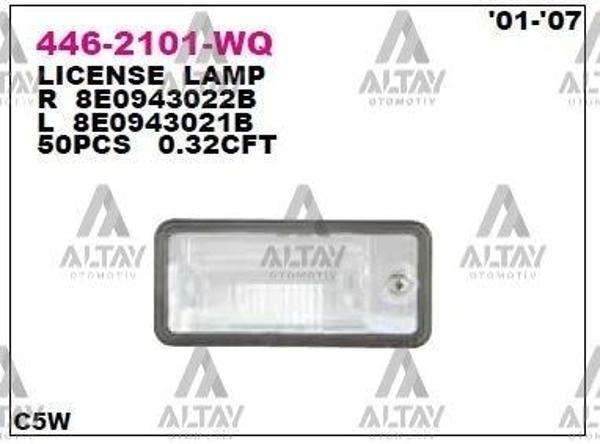 Plaka Lambası A3 / A4 / A6 2001-2011 Sol (Oem No:8E0943021B) - Image 1