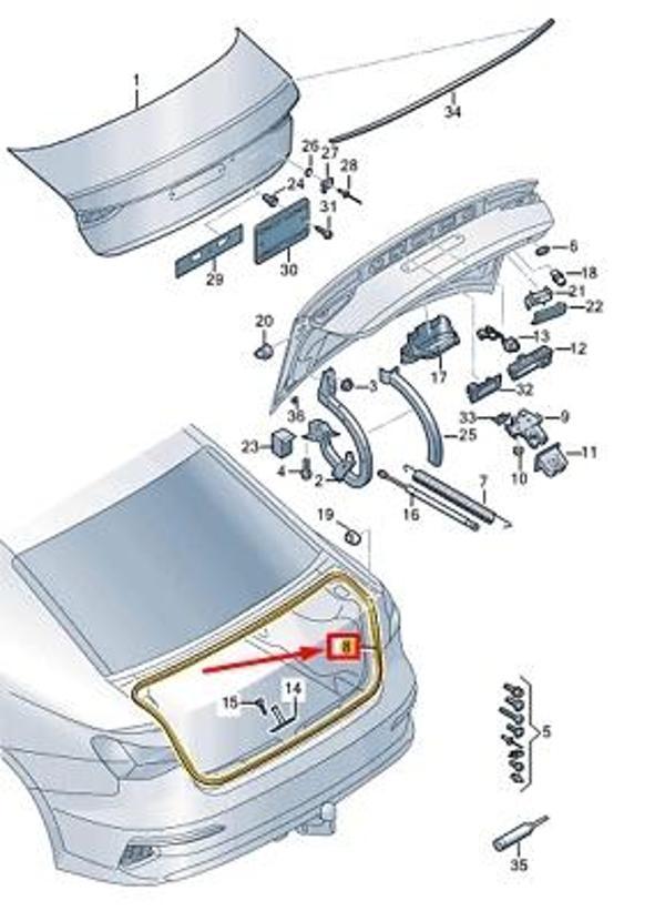 Vw A3 2020- Bagaj Kapak Fitili Kasadakı (Oem No:8Y5827705C) - Image 1